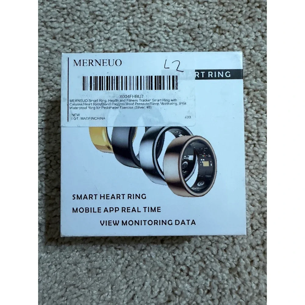MERNEUO Smart Ring Health Fitness Tracker Heart‎ Rate Sleep Silver Size 8 NEW